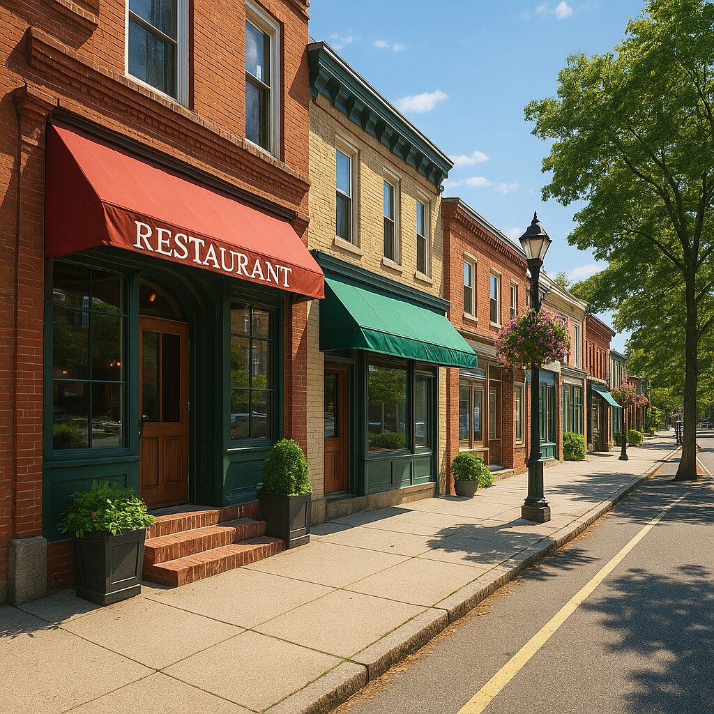 North Andover downtown restaurant storefront on main street